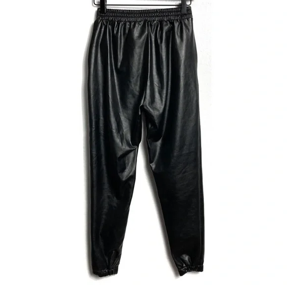 21 SAINTS BLACK FAUX LEATHER JOGGER PANTS - Picture 4 of 6